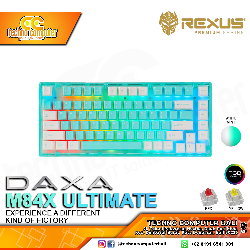 REXUS DAXA M84X ULTIMATE Wireless Mint - Mechanical Yellow Switch - Gaming Keyboard Wireless