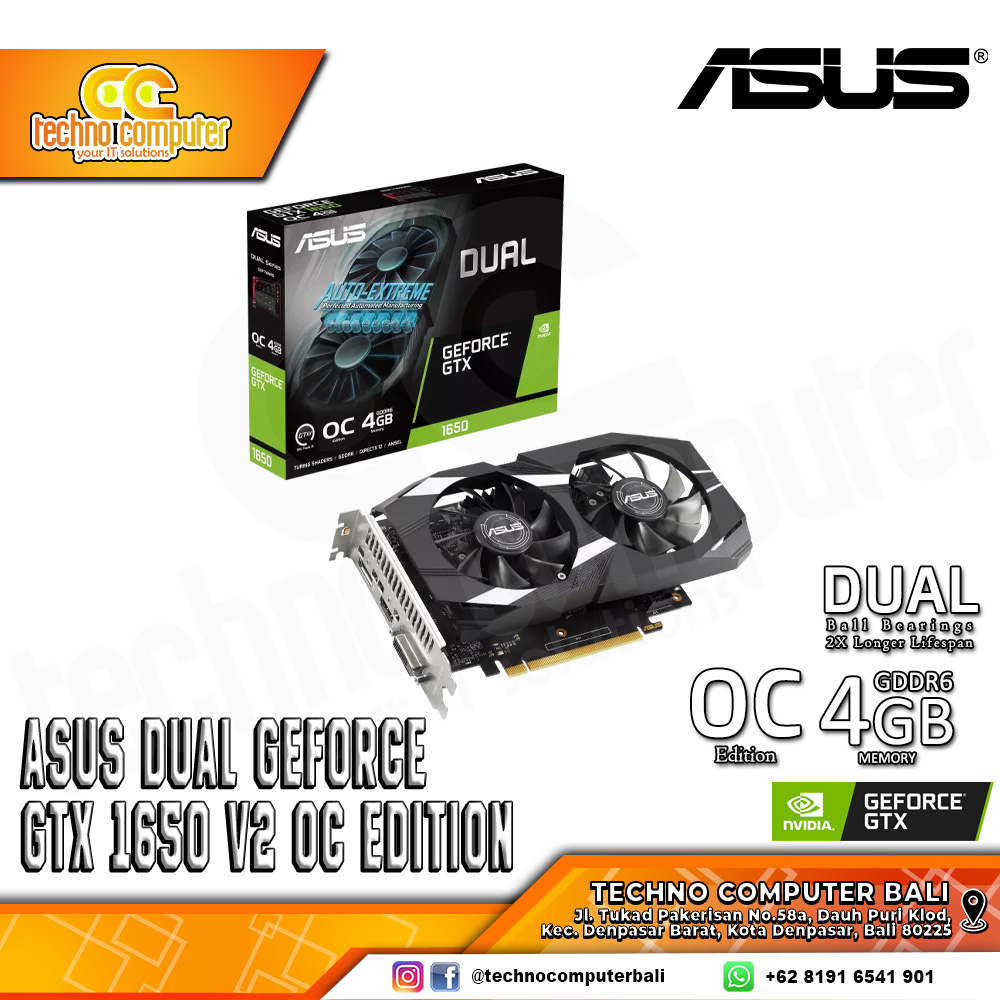 ASUS DUAL NVIDIA GeForce GTX 1650 V2 OC Edition 4GB GDDR6