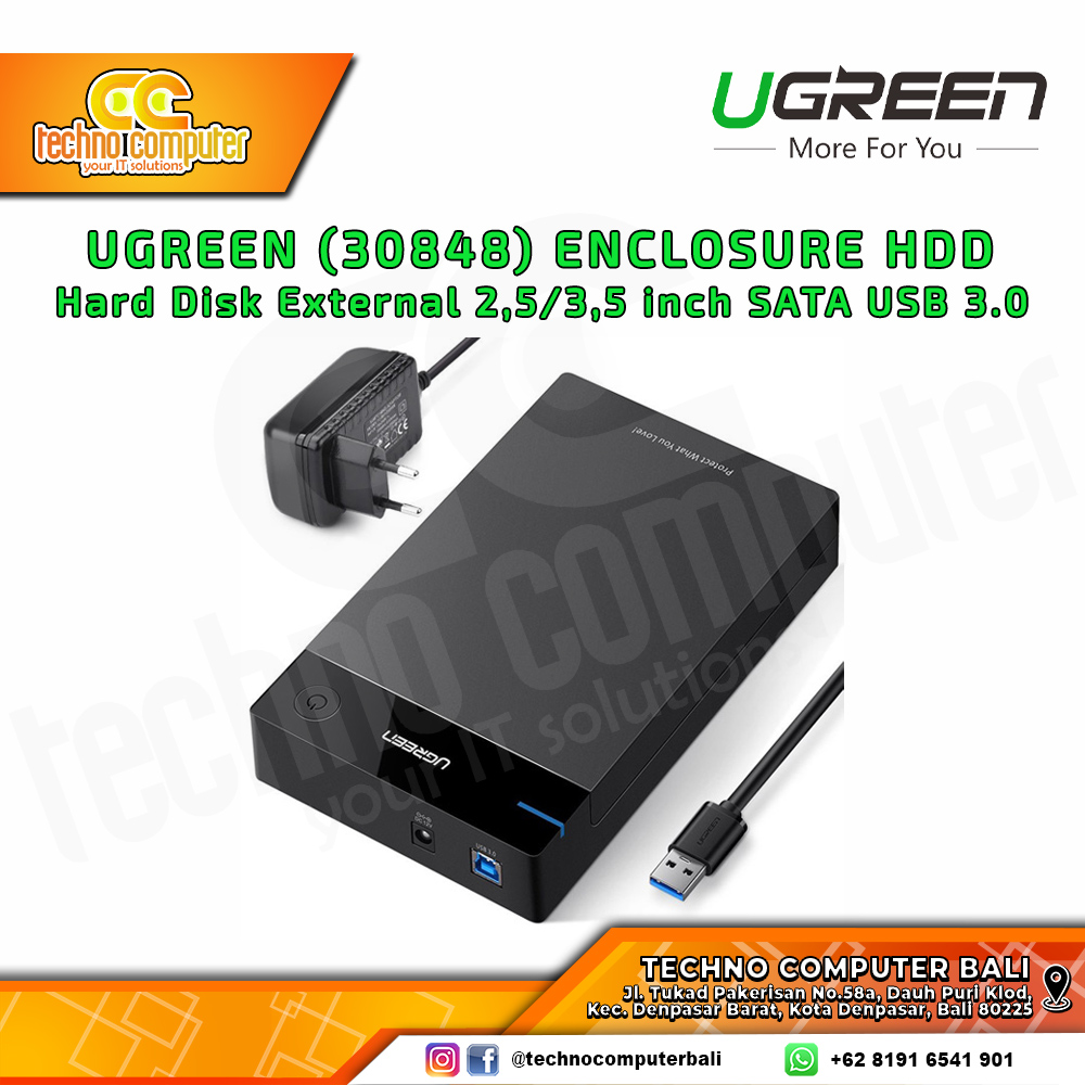 UGREEN Enclosure Case External HDD 2.5/3.5 inch SATA USB 3.0 - (50422)