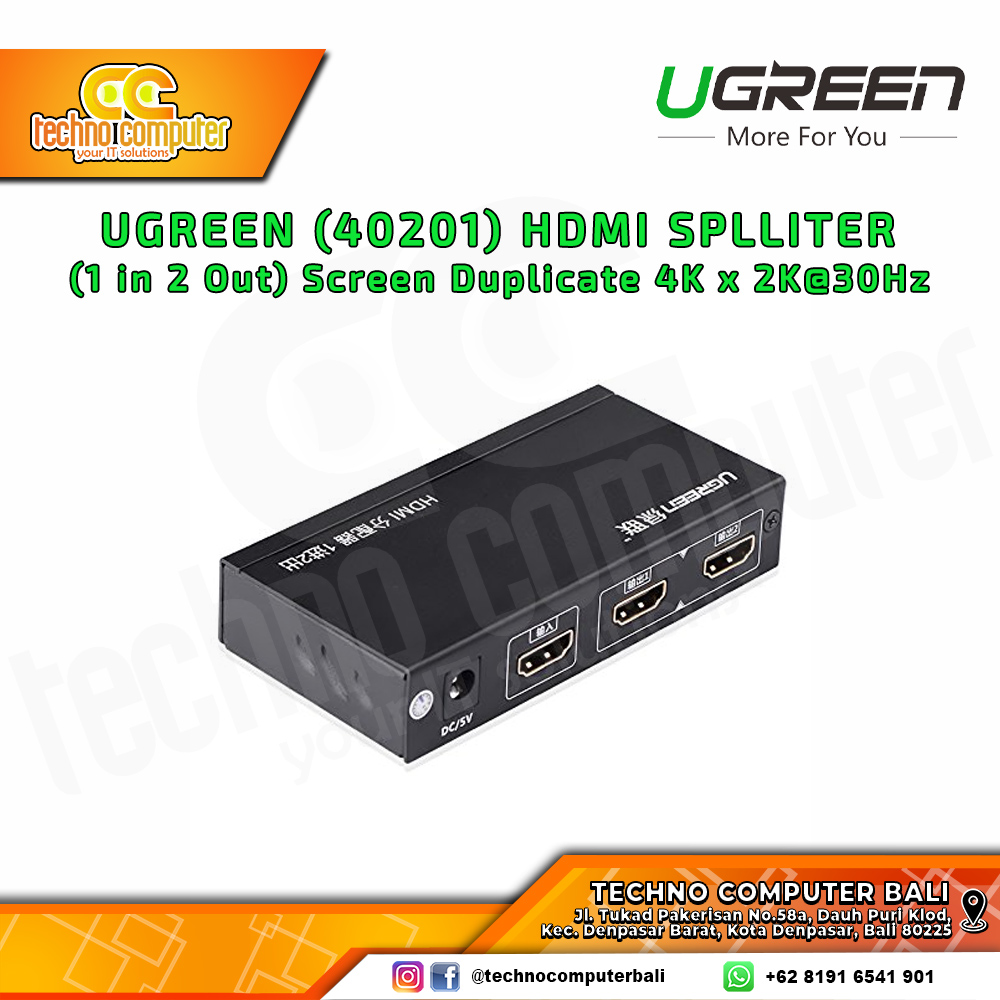 UGREEN HDMI SPLITTER (1 in 2 Out) Screen Duplicate 4K x 2K@30Hz - (40201)