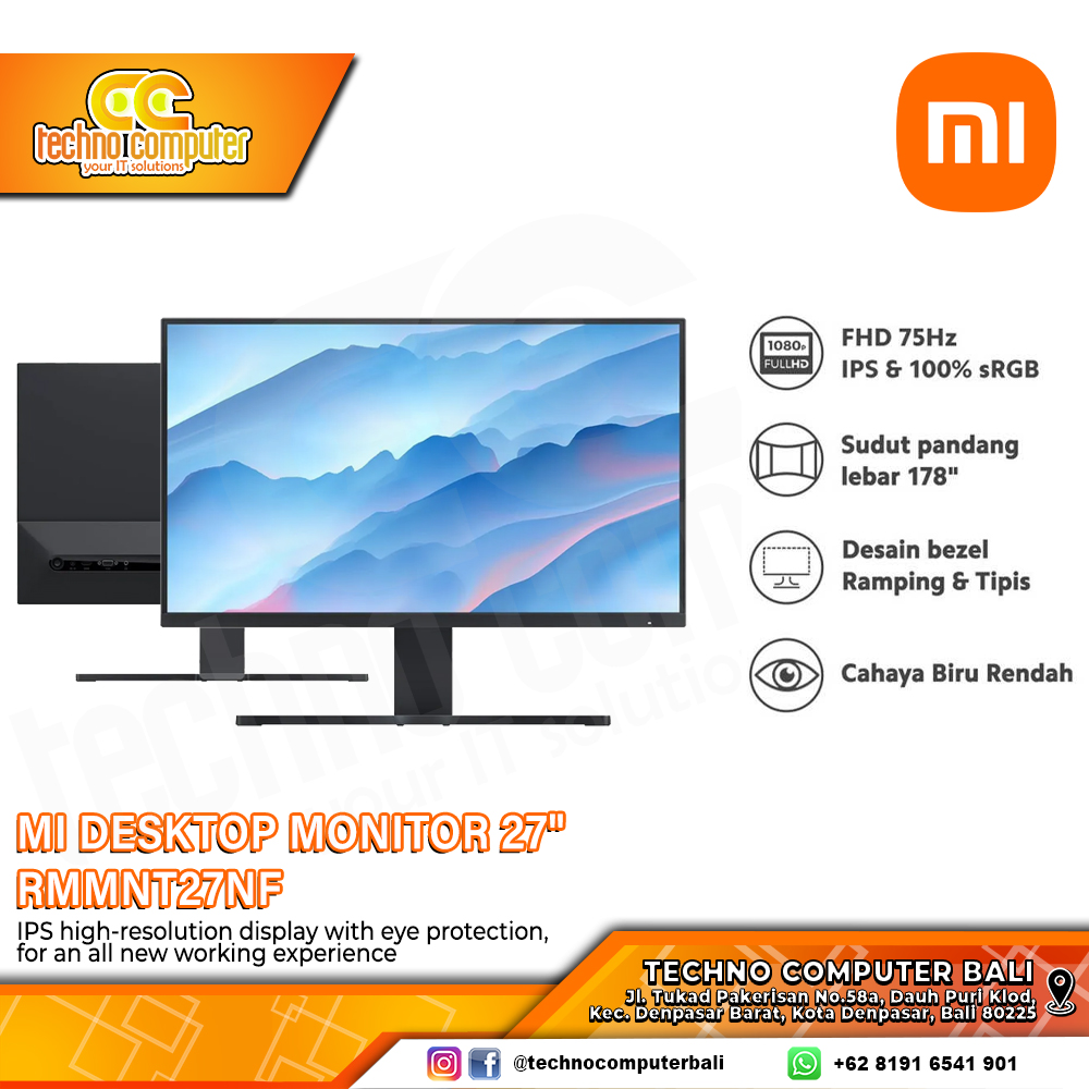 XIAOMI MI 27inch RMMNT27NF LED Monitor - 27 inch, FHD (1920 × 1080), IPS, 75Hz, 6ms