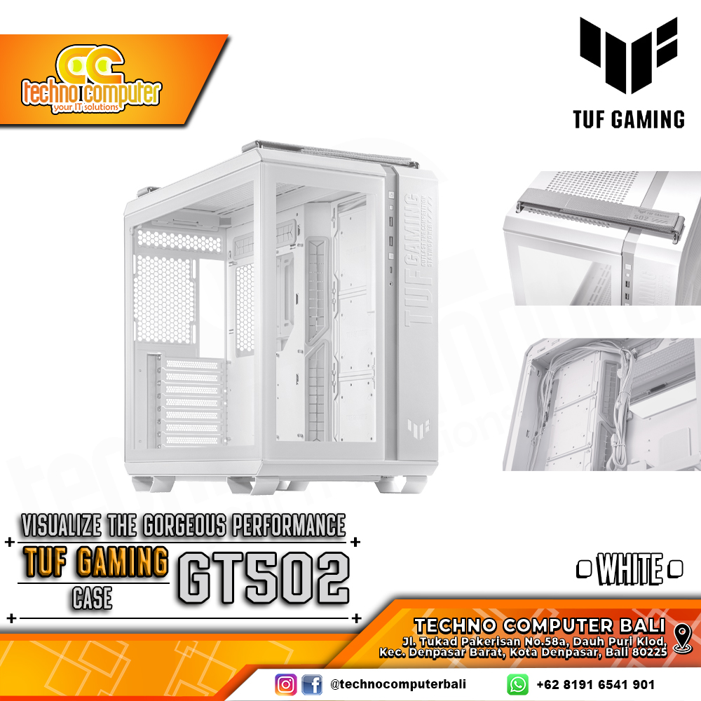 CASING ASUS TUF GAMING GT502 White - Mid Tower ATX Case Tempered Glass