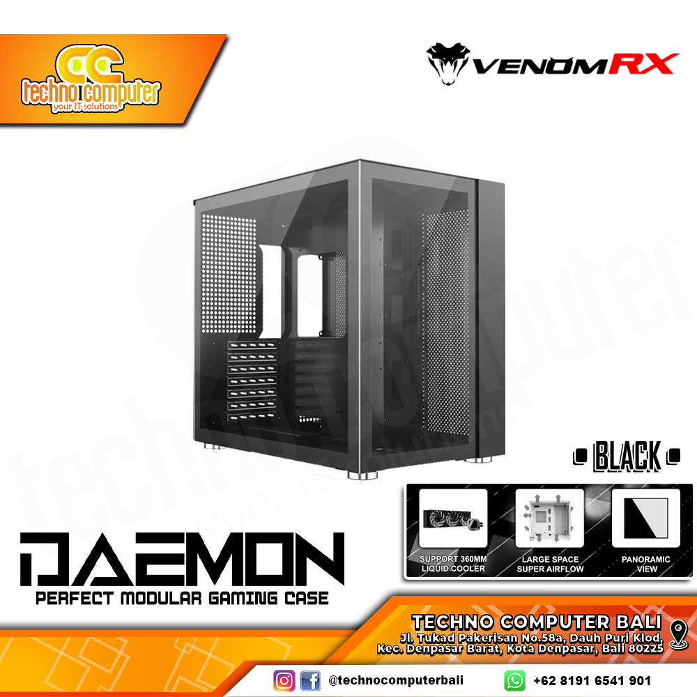 CASING VENOMRX DAEMON BLACK - Mid Tower ATX Case Tempered Glass
