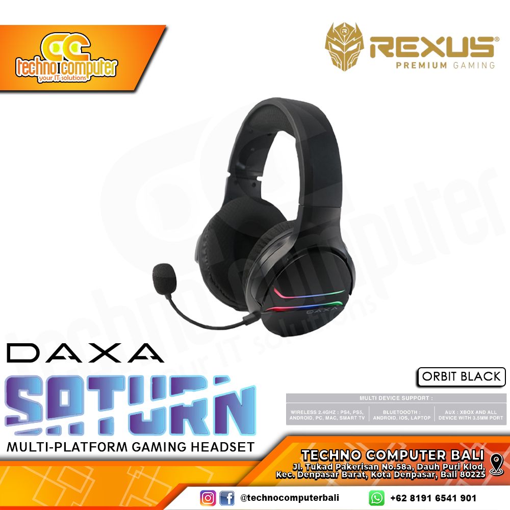 HEADSET REXUS DAXA SATURN ST1 RGB Wireless Orbit Black - Gaming Headset