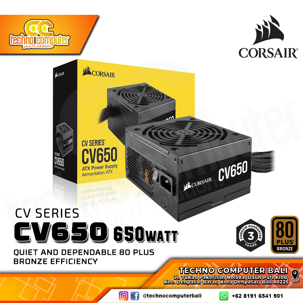 CORSAIR NEW CV650 650Watt 80+ Bronze - Non Modular