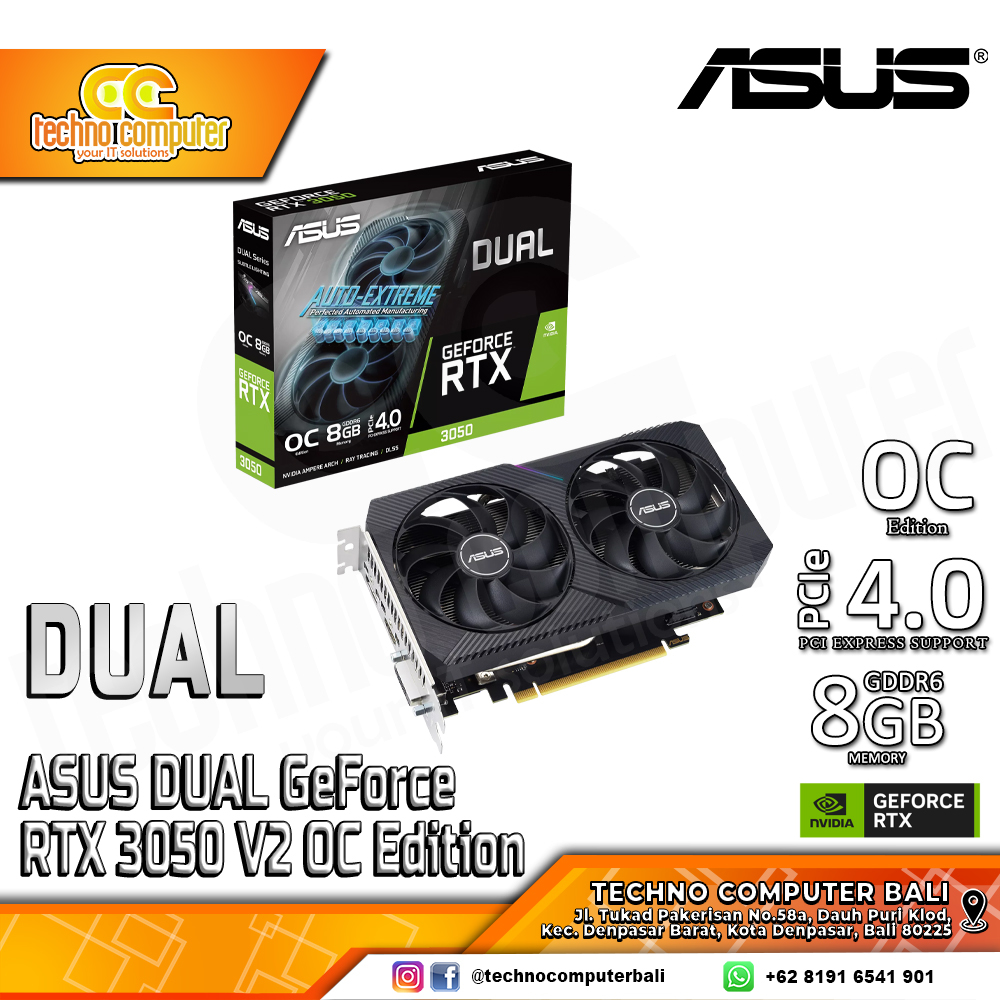 ASUS DUAL NVIDIA GeForce RTX 3050 v2 OC Edition 8GB GDDR6