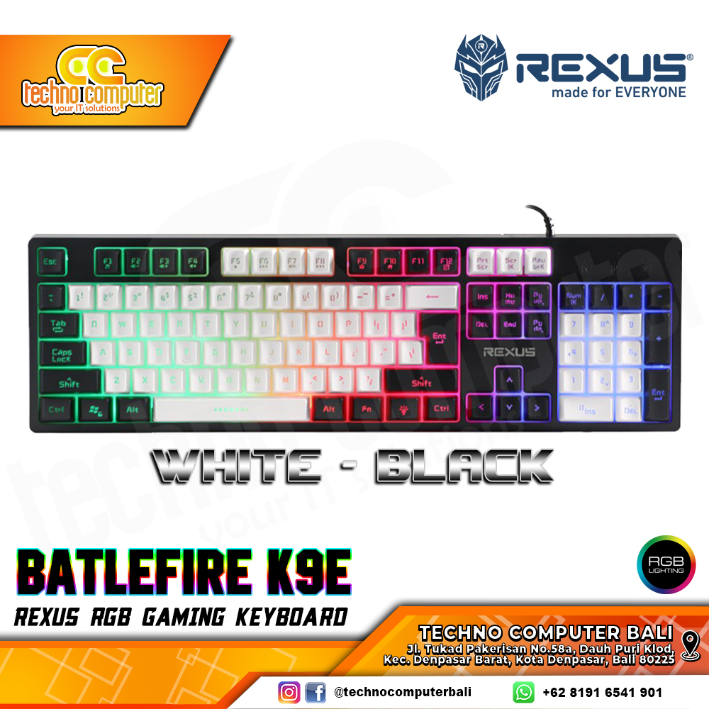 REXUS BATTLEFIRE RX-K9E White/Black - Gaming Keyboard