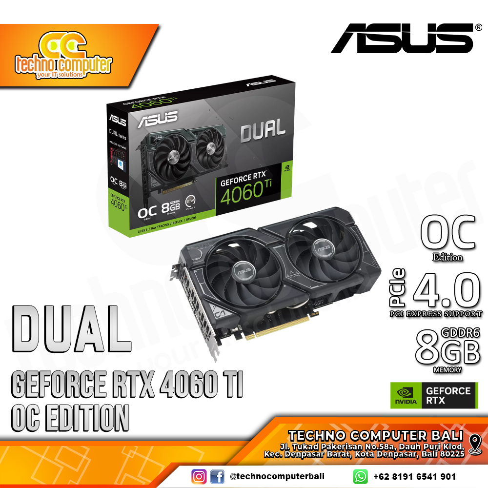 ASUS DUAL NVIDIA GeForce RTX 4060 TI OC Edition 8GB GDDR6