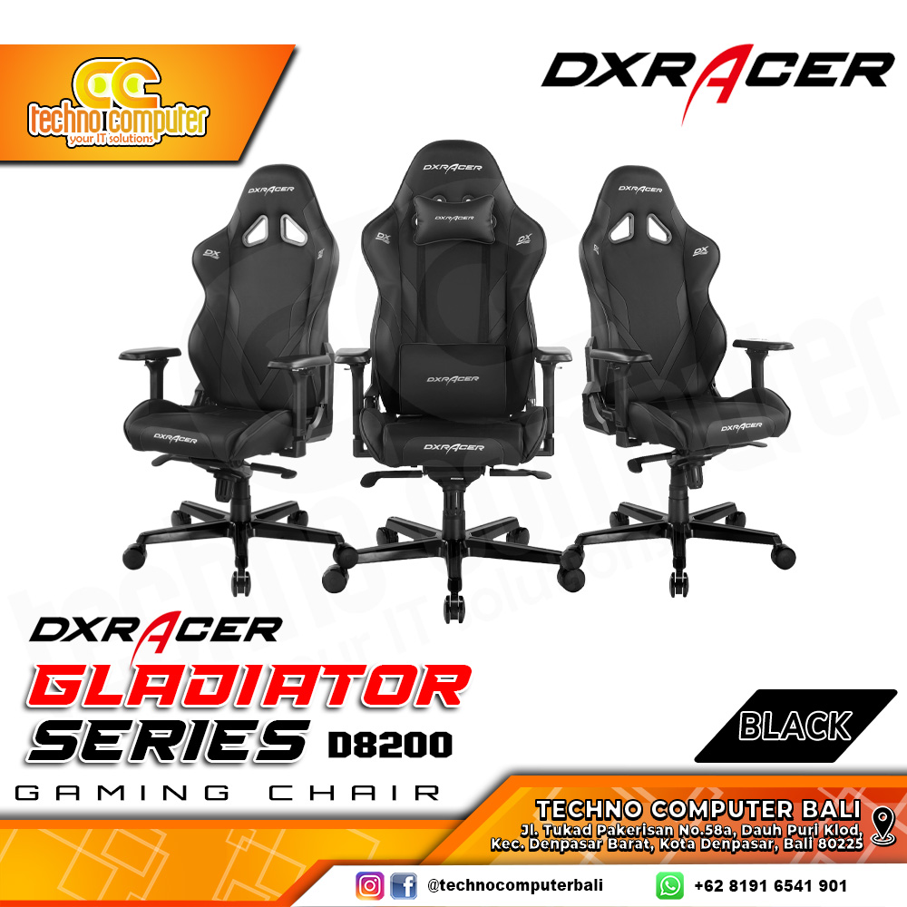KURSI GAMING DXRACER GLADIATOR SERIES GAMING CHAIR 4D Armrest - BLACK