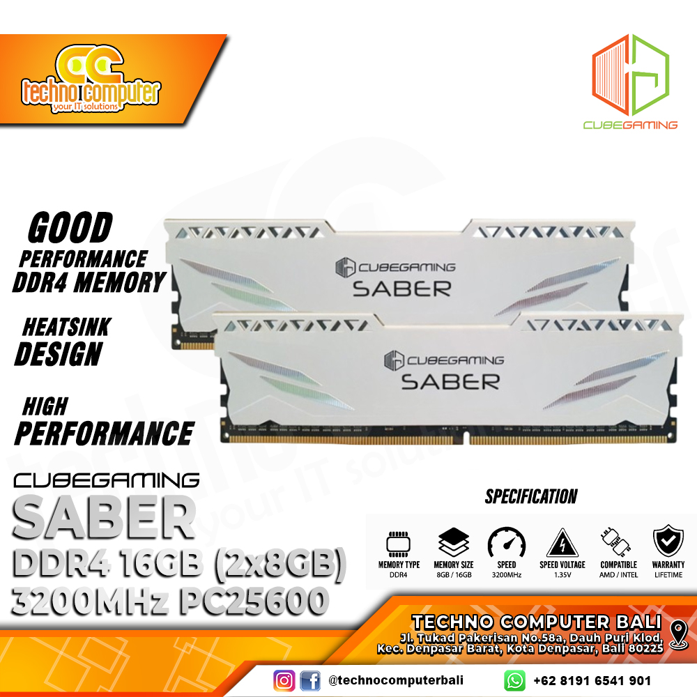 DDR4 CUBE GAMING SABER 16GB (2x8GB) Kit 3200Mhz
