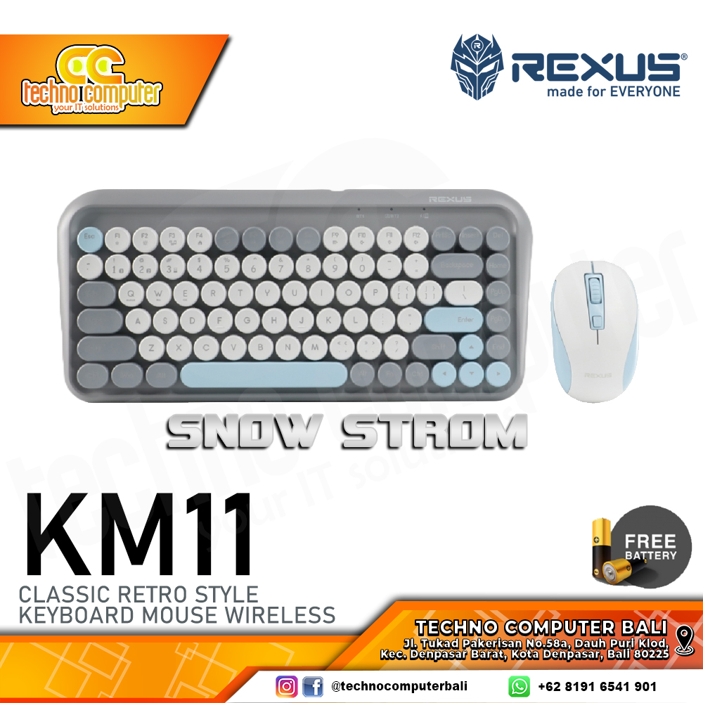 REXUS KM11 Combo Wireless Snow Storm - Office Keyboard & Mouse Wireless