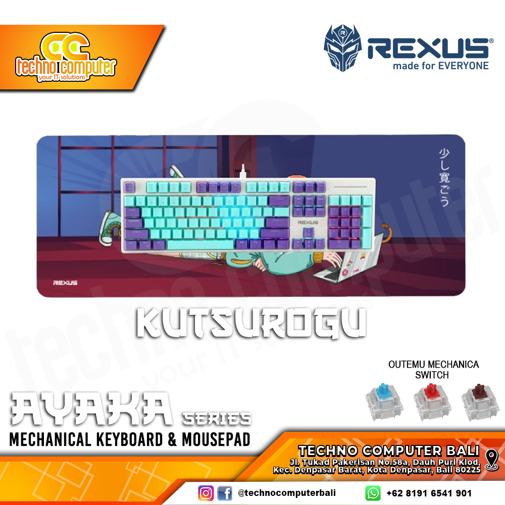 REXUS AYAKA Series Kutsurogu - Mechanical Red Switch - Gaming Keyboard & Mousepad