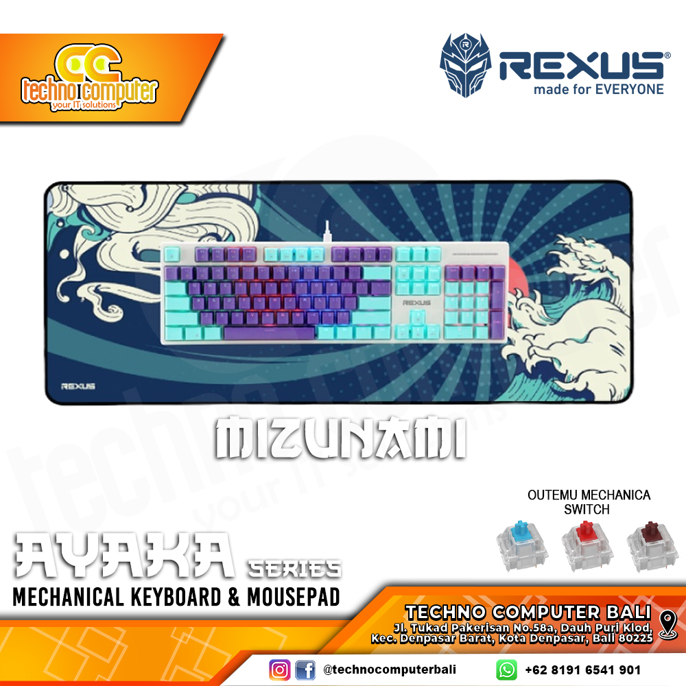 REXUS AYAKA Series Mizunami - Mechanical Blue Switch - Gaming Keyboard & Mousepad