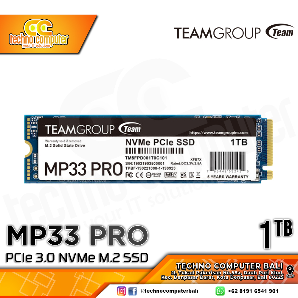 SSD TEAM MP33 PRO M.2 NVMe 2280 PCIe Gen3 x4 - 1TB