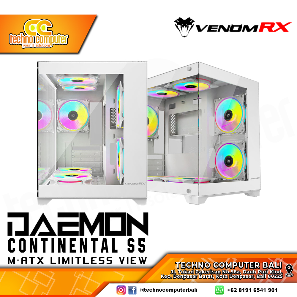CASING VENOMRX DAEMON CONTINENTAL S5 WHITE - Mid Tower mATX Case Tempered Glass