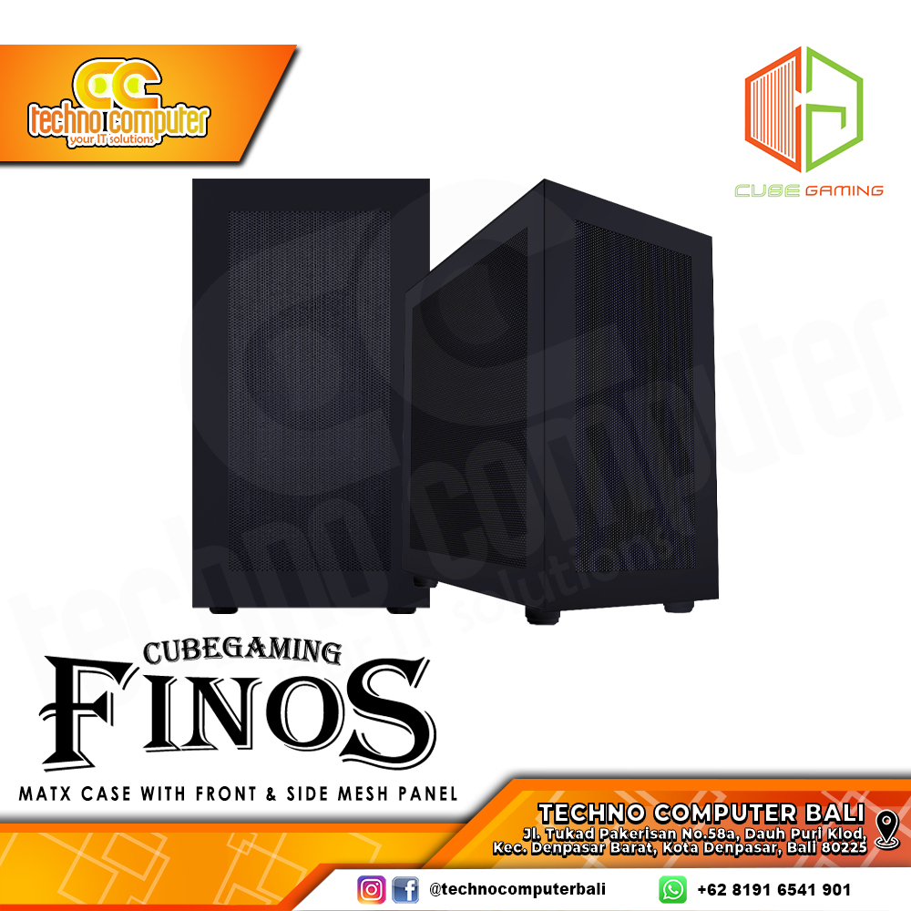 CASING CUBE GAMING FINOS Black - Mid Tower mATX Case Mesh