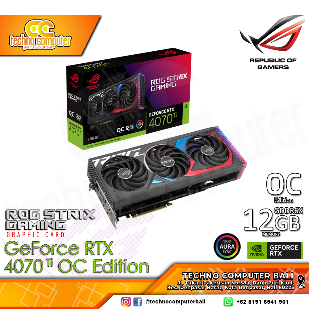 ASUS ROG STRIX NVIDIA GeForce RTX 4070 Ti OC Edition 12GB GDDR6X