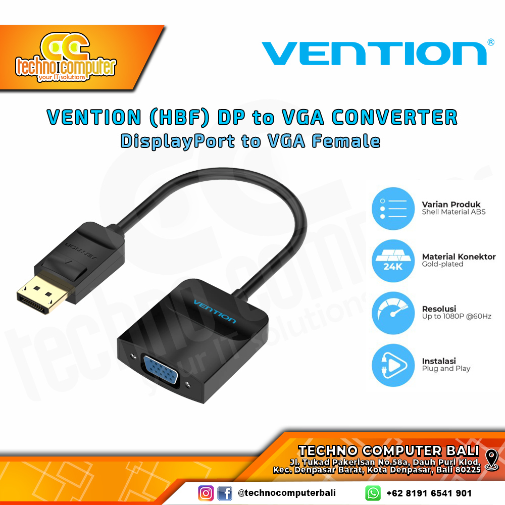VENTION CONVERTER ADAPTER DISPLAY - DisplayPort to VGA Female - HBF 0.15