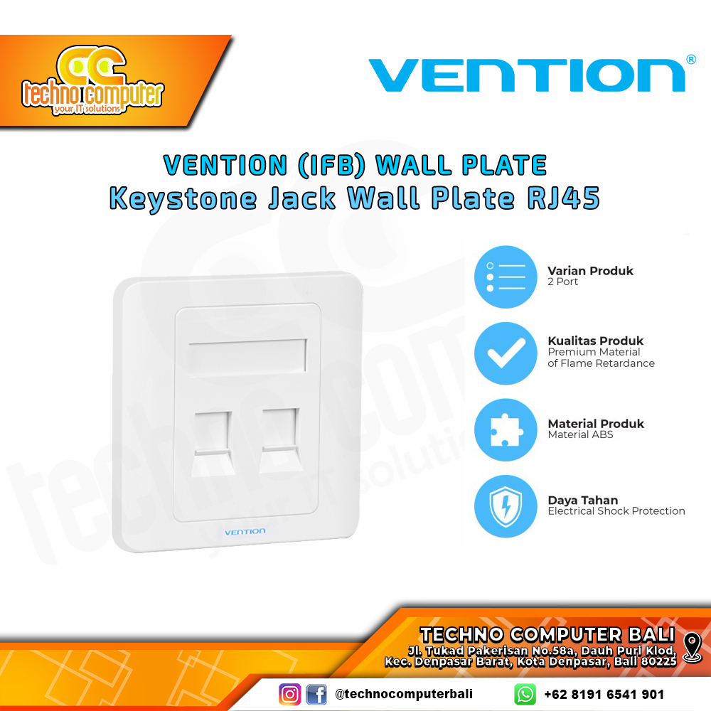 VENTION WALL PLATE Keystone Jack Wall Plate RJ45 2Port - IFBW0