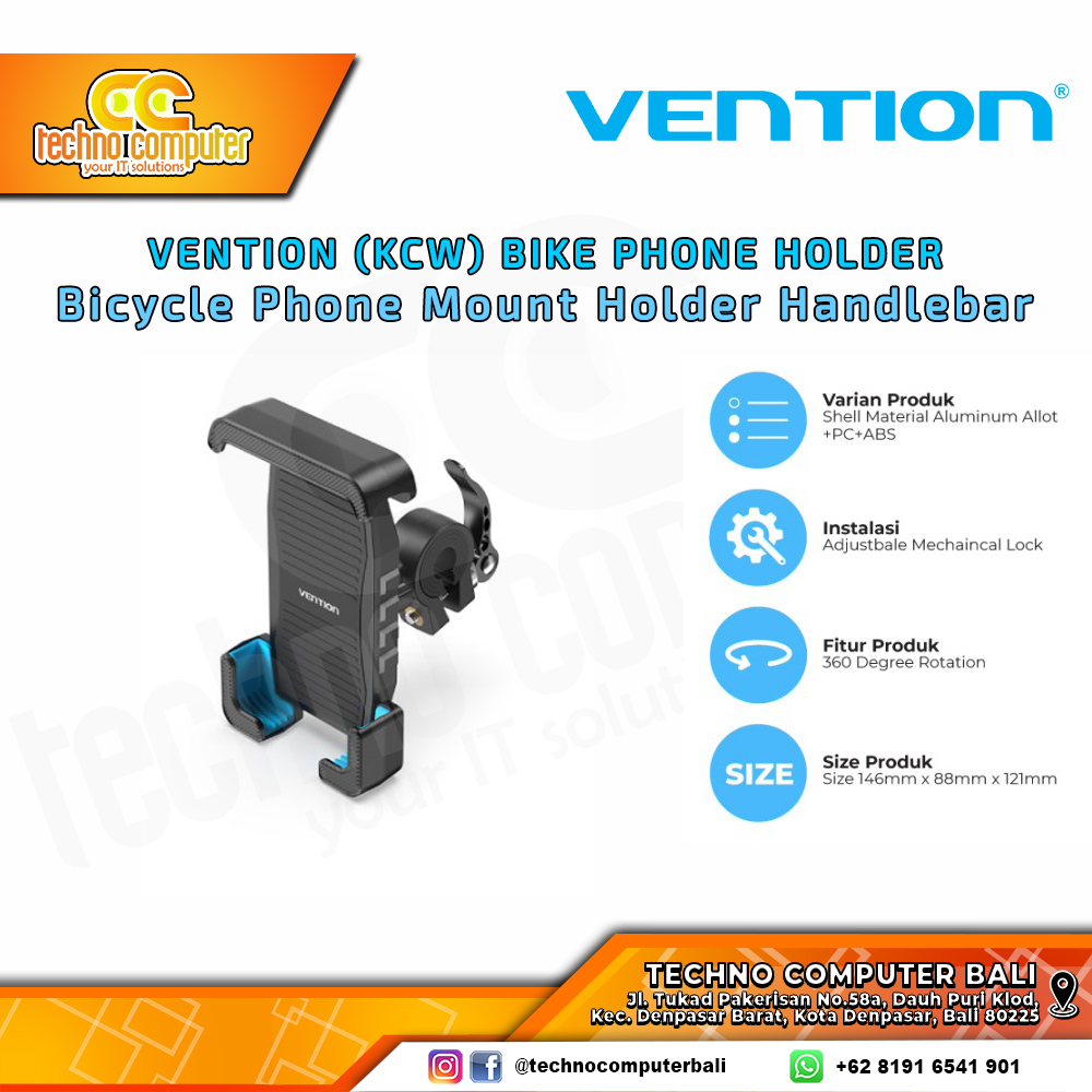 VENTION BIKE PHONE Holder Bicycle Phone Mount Holder Handlebar Sepeda - KCWB0