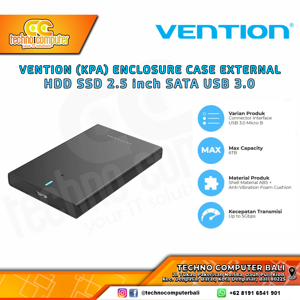 VENTION Enclosure Case External HDD SSD 2.5 inch SATA USB 3.0 - KPAB0