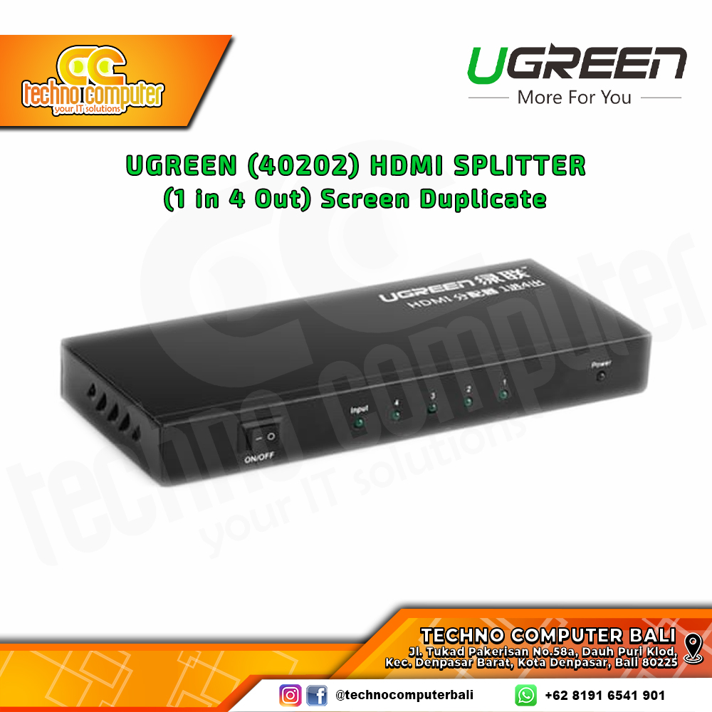 UGREEN HDMI SPLITTER (1 in 4 Out) Screen Duplicate - (40202)