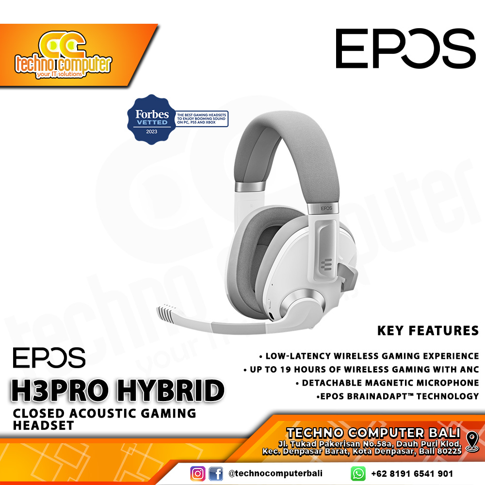 HEADSET EPOS H3PRO Hybrid Wireless Ghost White - Wireless Closed Acoustic Gaming Headset