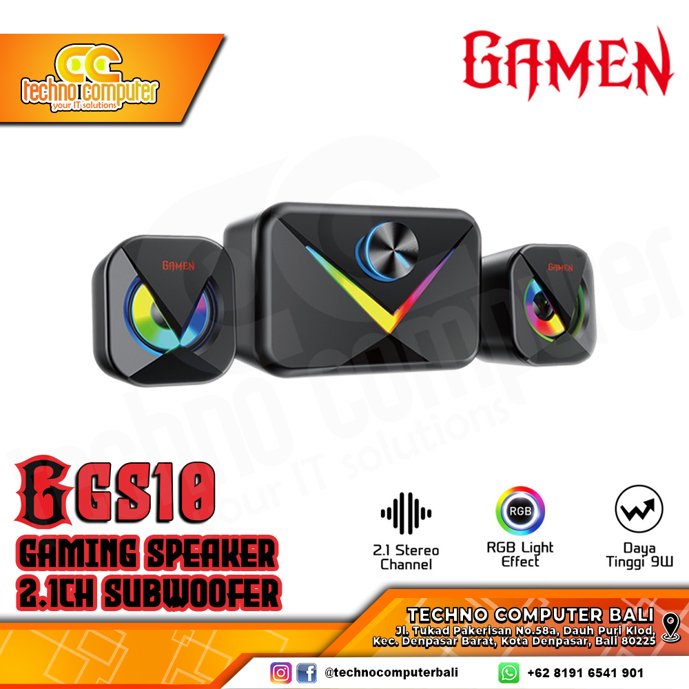 SPEAKER ROBOT GAMEN GS10 RGB - 2.1 Sound Gaming Speaker with RGB