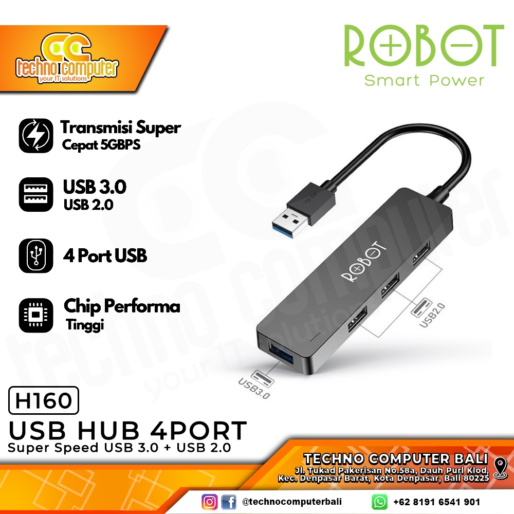 ROBOT USB HUB 2.0 + 3.0 4 Port - H160