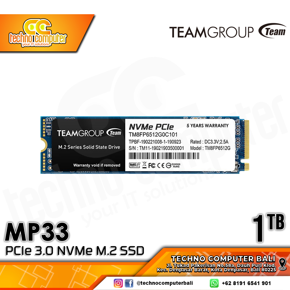 SSD TEAM MP33 M.2 NVMe 2280 PCIe Gen3 x4 - 1TB