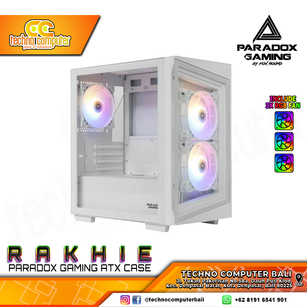 CASING PARADOX GAMING RAKHIE - Mid Tower mATX Case Tempered Glass (Free 3x RGB Fan)