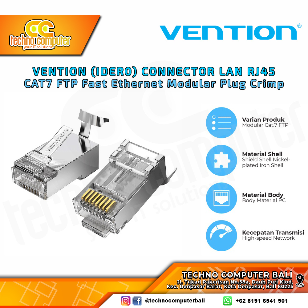 VENTION CONNECTOR LAN RJ45 - CAT7 FTP Fast Ethernet Modular Plug Crimp - IDER0-50