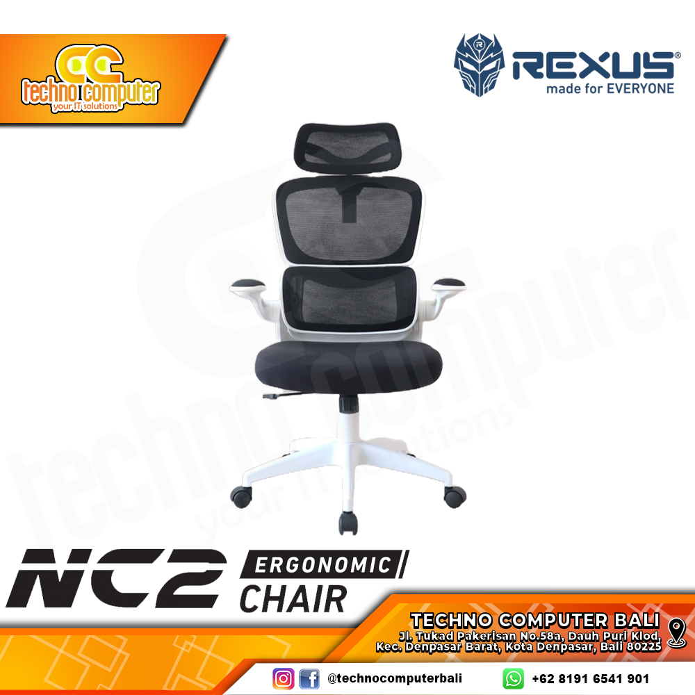 KURSI OFFICE REXUS NC2 ERGONOMIC CHAIR - WHITE