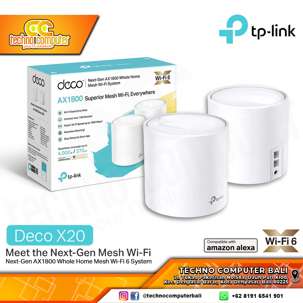 TP-LINK DECO X20 AX1800 Whole Home Mesh Wi-Fi 6 System (2 Pack)