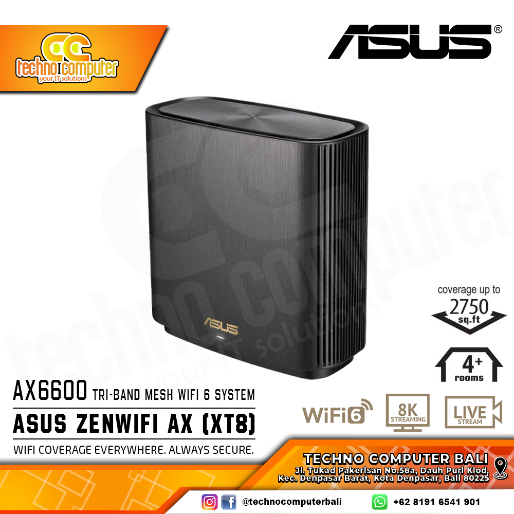 ASUS ZenWiFi AX (XT8) AX6600 Whole Home Tri-band Mesh WiFi 6 System