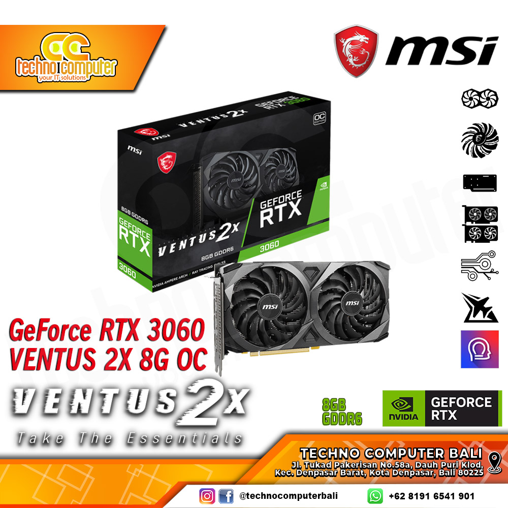 MSI NVIDIA GeForce RTX 3060 VENTUS 2x OC Edition 8GB GDDR6