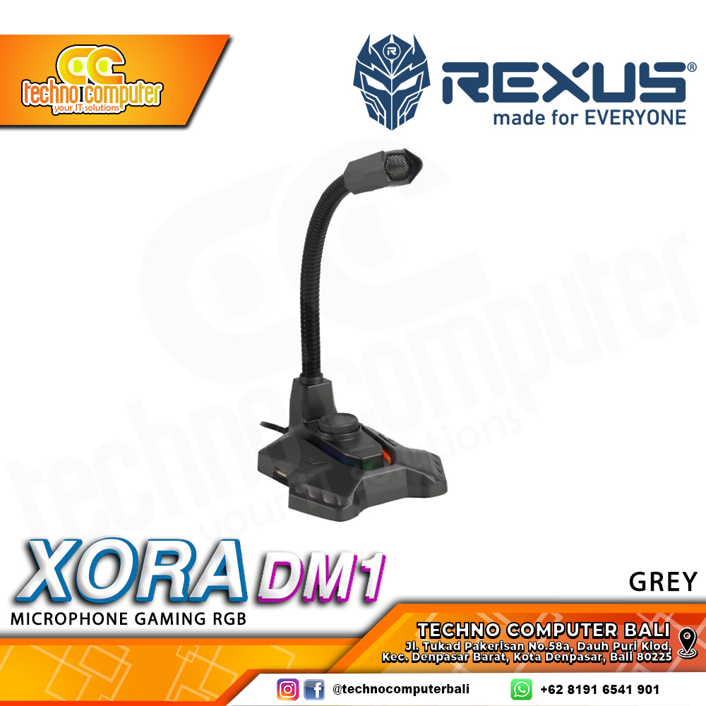 MICROPHONE REXUS RGB XORA DM1 Omnidirectional Microphone USB - Grey