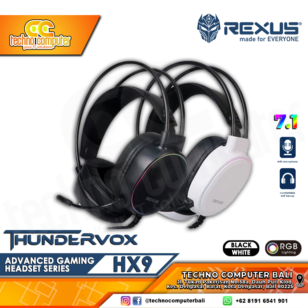 HEADSET REXUS THUNDERVOX HX9 RGB USB V7 Black - Gaming Headset