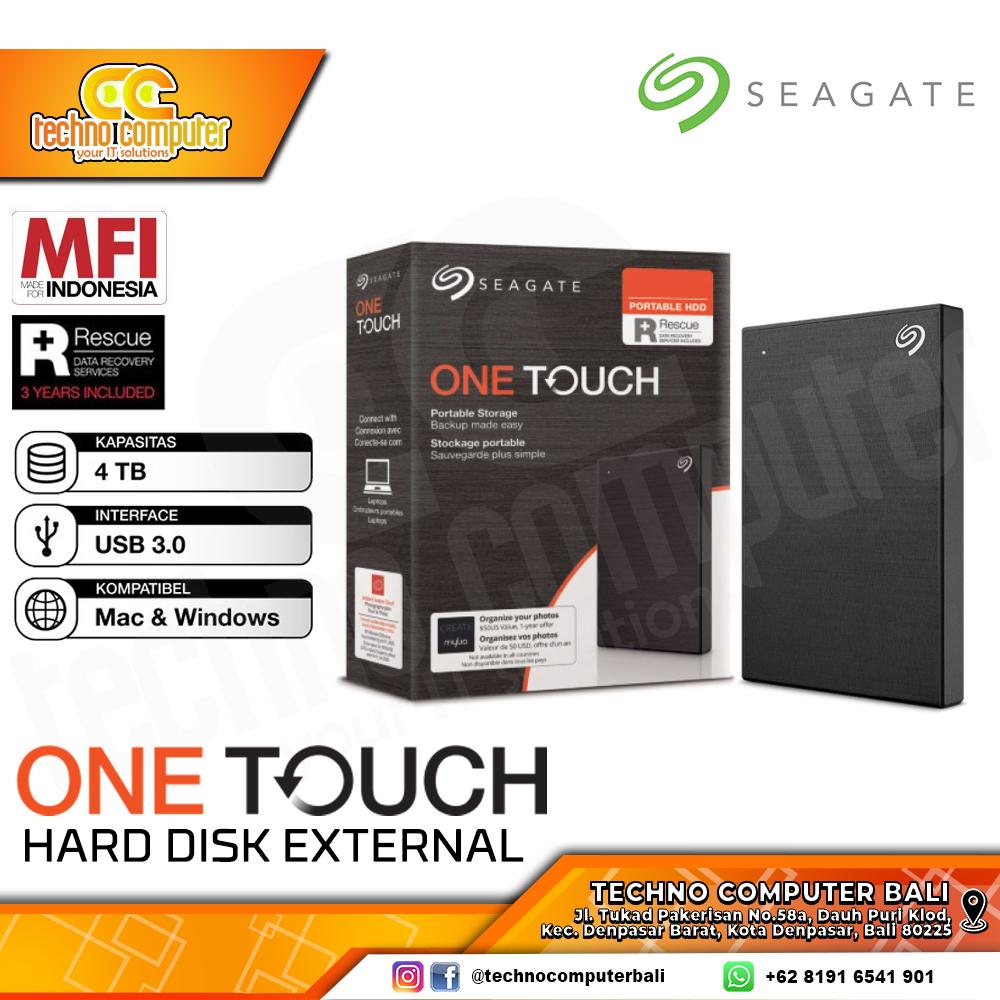 HDD EXTERNAL 2.5 inch SEAGATE ONE TOUCH 4TB - BLACK