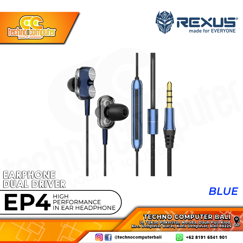 EARPHONE REXUS EP4 Dual Driver Space Blue - Gaming Earphone