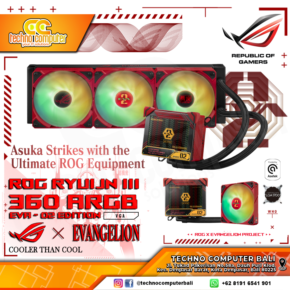 ASUS ROG RYUJIN III 360 ARGB EVA-02 Edition with 3.5inch LCD Display - CPU Cooler - 360mm AIO Liquid