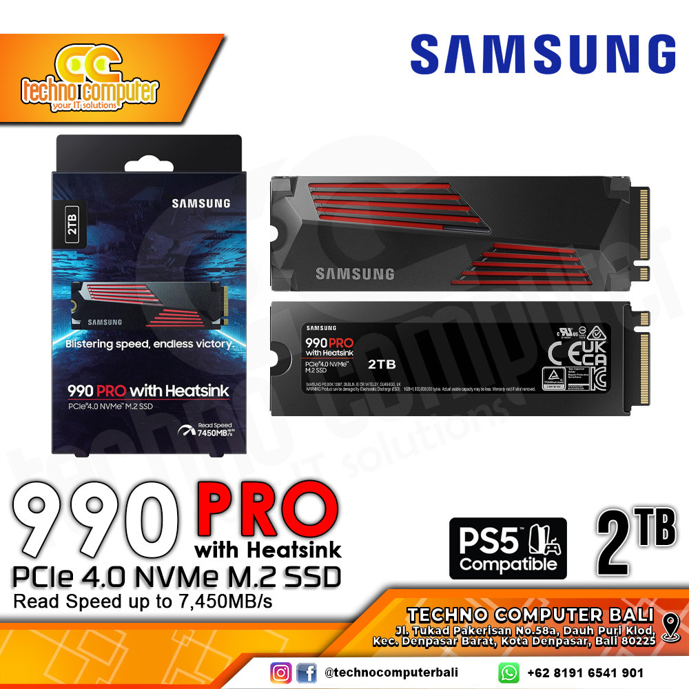 SSD SAMSUNG 990 Pro With Heatsink M.2 NVMe 2280 PCIe Gen4 x4 - 2TB