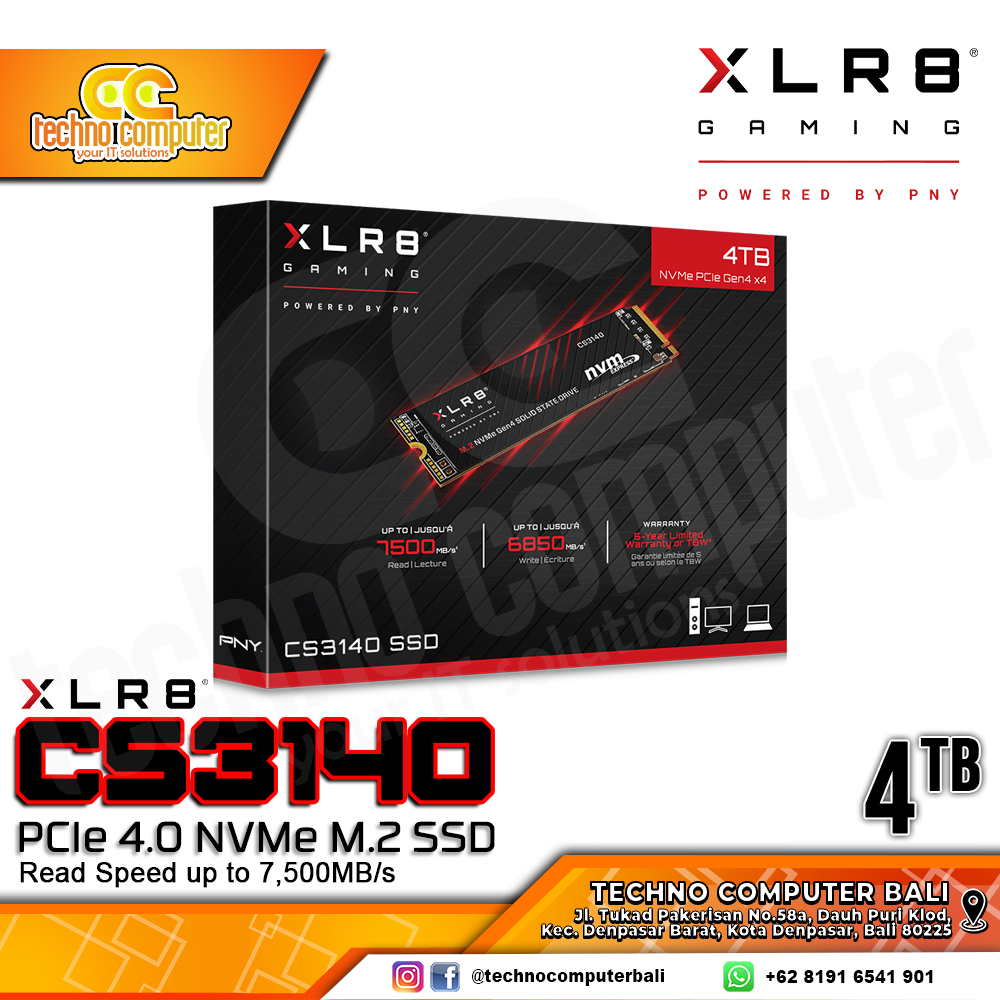 SSD PNY XLR8 CS3140 M.2 NVMe 2280 PCIe Gen4 x4 - 4TB