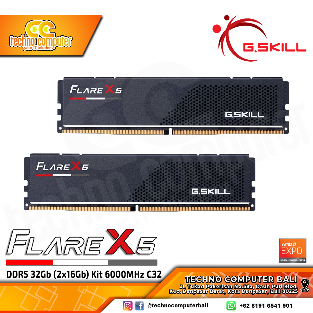 DDR5 GSKILL FLARE X5 32GB (2x16GB) Kit 6000Mhz C32 - BLACK