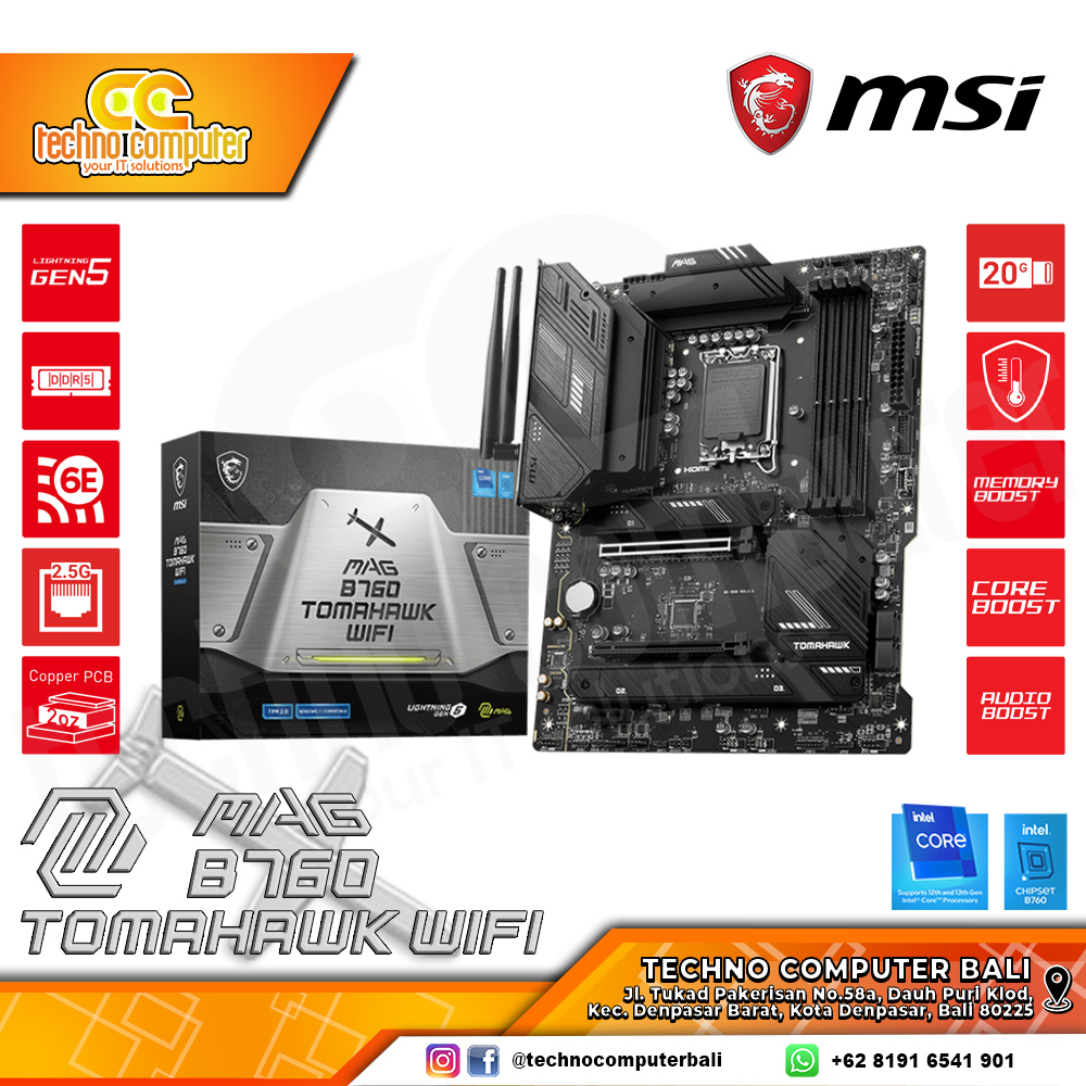 MSI MAG B760 TOMAHAWK WIFI - ATX, LGA1700, B760, DDR5