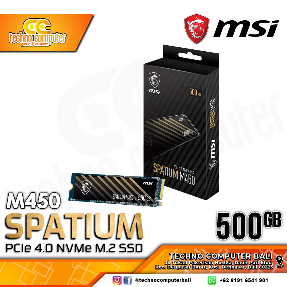 SSD MSI SPATIUM M450 M.2 NVMe 2280 PCIe Gen4 x4 - 500GB