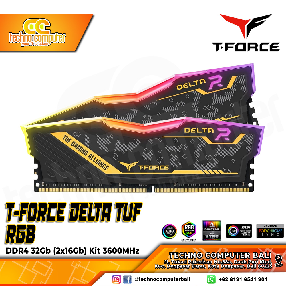 DDR4 TEAM T-FORCE DELTA TUF Series RGB 32GB (2x16GB) Kit 3600Mhz