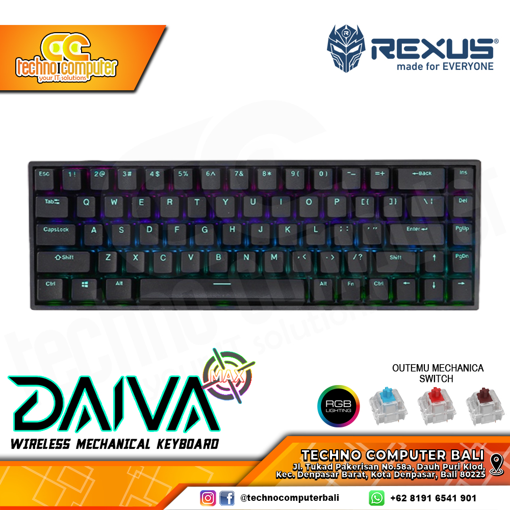 REXUS DAIVA D68SF-MAX Black - Mechanical Blue Switch - Gaming Keyboard