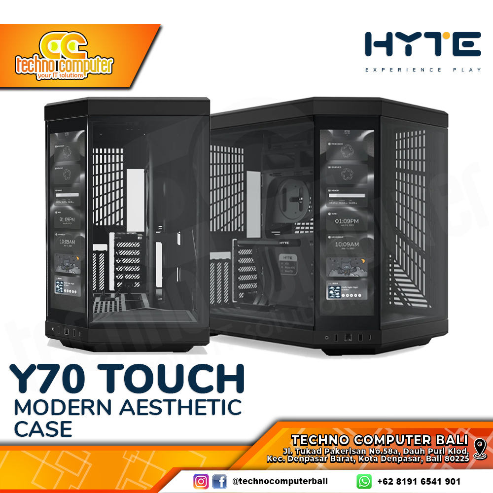 CASING HYTE Y70 Touch Black - Modern Aesthetic Mid Tower ATX Case Tempered Glass