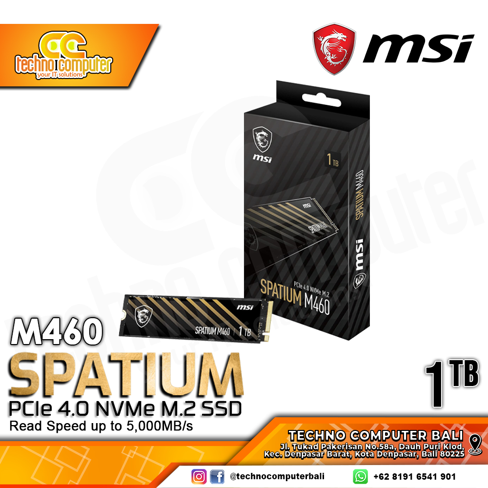 SSD MSI SPATIUM M460 M.2 NVMe 2280 PCIe Gen4 x4 - 1TB